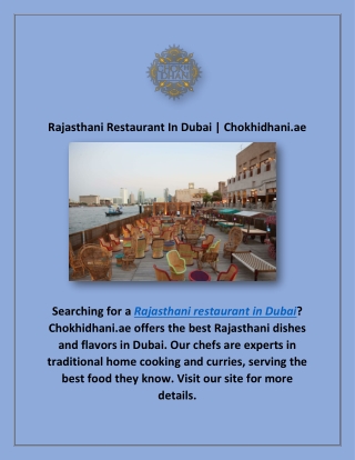 Rajasthani Restaurant In Dubai | Chokhidhani.ae