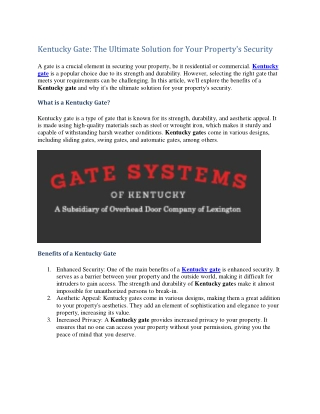 Kentucky Gate: The Ultimate Solution for Your Property's Security