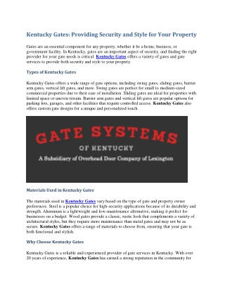 Kentucky Gates: Providing Security and Style for Your Property