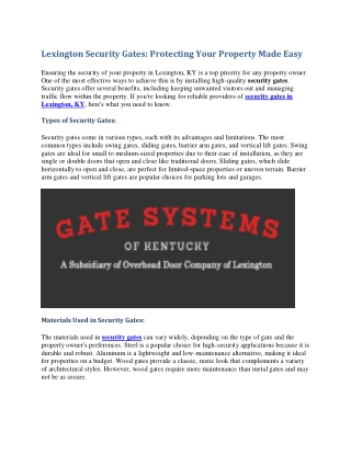 Lexington Security Gates: Protecting Your Property Made Easy