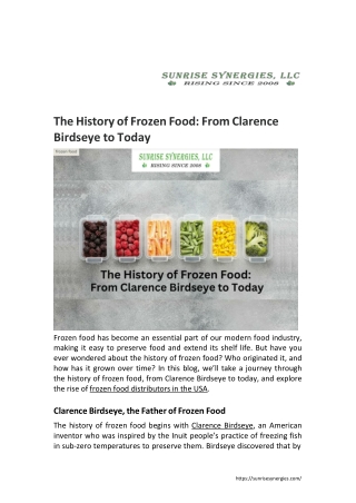 The History of Frozen Food, From Clare