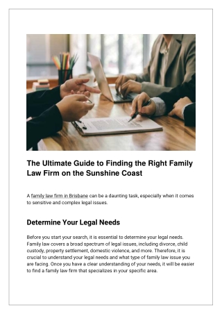 The Ultimate Guide to Finding the Right Family Law Firm on the Sunshine Coast