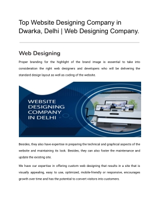 Website Designing Company in Dwarka, Delhi | Web Designing Company.