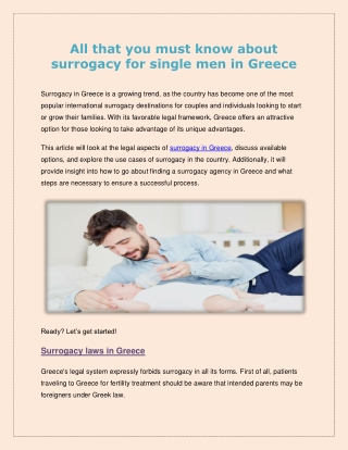 All that you must know about surrogacy for single men in Greece