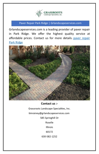 Paver Repair Park Ridge | Grlandscapeservices.com