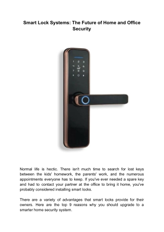 Smart Lock Systems_ The Future of Home and Office Security