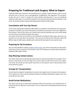 Preparing for Traditional Lasik Surgery What to Expect