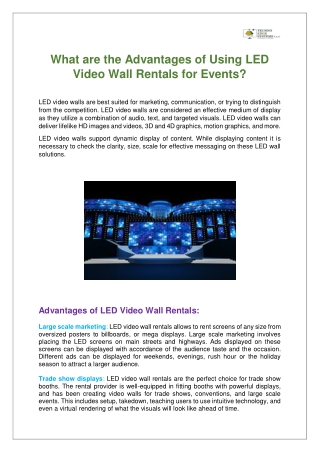What are the Advantages of Using LED Video Wall Rentals for Events
