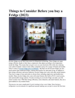 What to Know before You Buy a Fridge