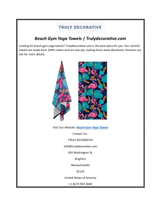 Beach Gym Yoga Towels | Trulydecorative.com