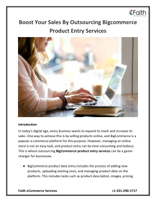 Boost your Sales by Outsourcing BigCommerce Product Entry Services