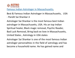 Famous Indian Astrologer in Massachusetts