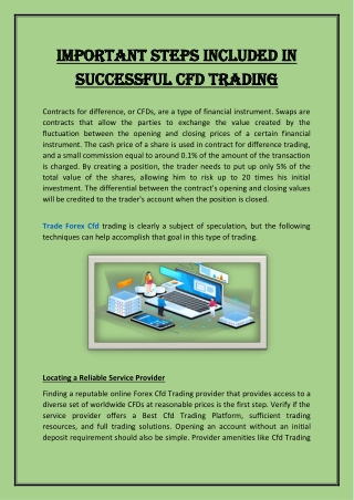 Important Steps Included in Successful CFD Trading