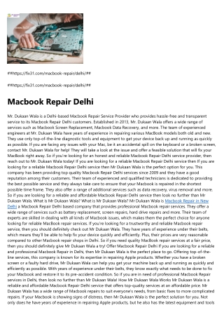 Macbook Repair in Delhi