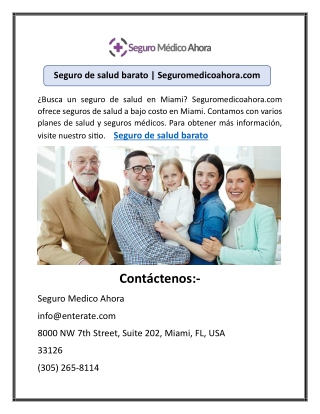 Seguro de salud barato | Seguromedicoahora.com