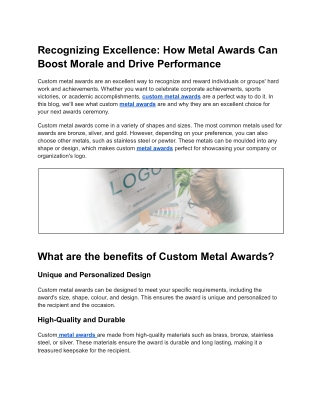 "Metal Masterpieces: Crafting Custom Awards"