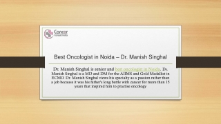 Best Oncologist in Noida - Dr Manish Singhal