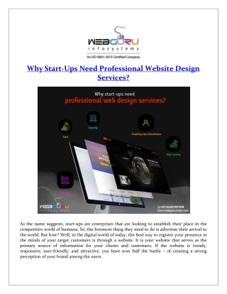 Why Start-Ups Need Professional Website Design Services?