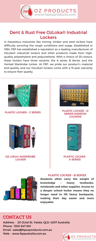 Keep Your Valuables Safe with FSP Oz Products’ Industrial Lockers for Workers!