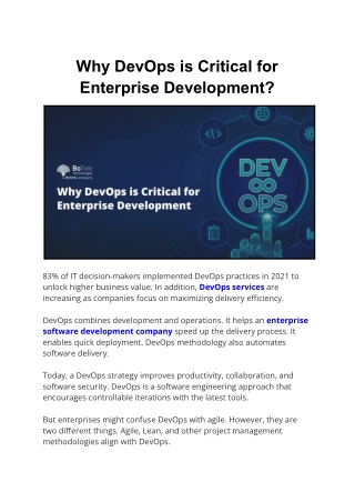Why DevOps is Critical for Enterprise Development?