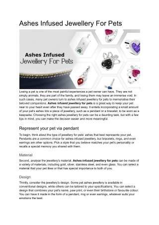 Ashes Infused Jewellery For Pets