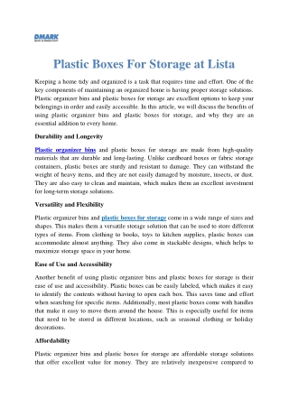 Plastic Boxes For Storage at Lista