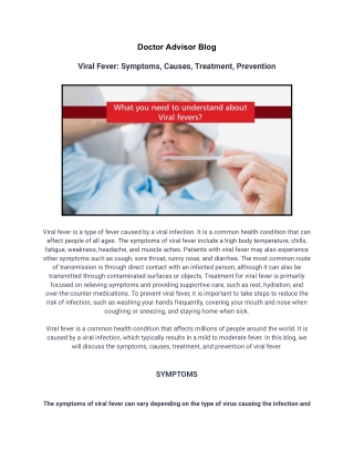 Viral Fever: Symptoms, Causes, Treatment, Prevention