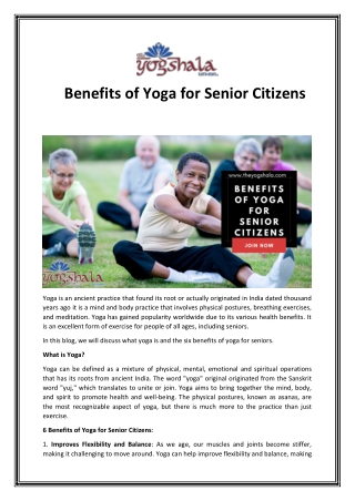 Get Benefits of Yoga for Senior Citizens in Delhi NCR