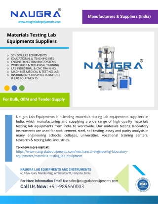 Materials Testing Lab Equipments Suppliers