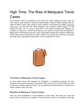 High Time: The Rise of Marijuana Travel Cases