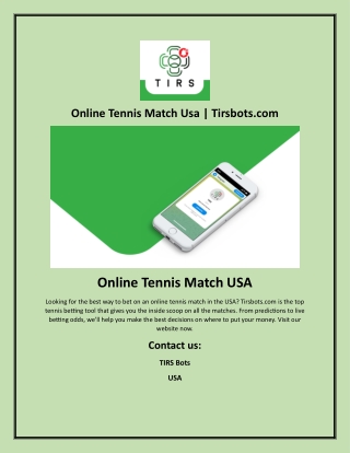 Online Tennis Match Usa | Tirsbots.com