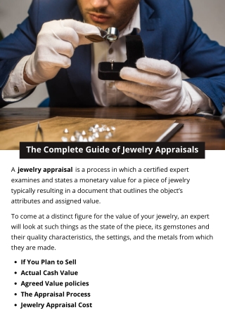 The Complete Guide of Jewelry Appraisals