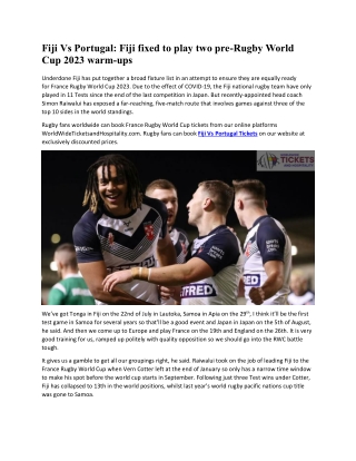 Fiji Vs Portugal: Fiji fixed to play two pre-Rugby World Cup 2023 warm-ups
