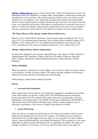 Allergic Asthma Disease Market