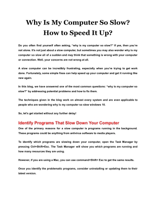 Why Is My Computer So Slow How to Speed It Up