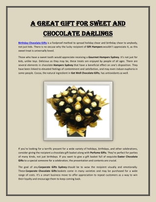 A Great Gift for Sweet and Chocolate Darlings