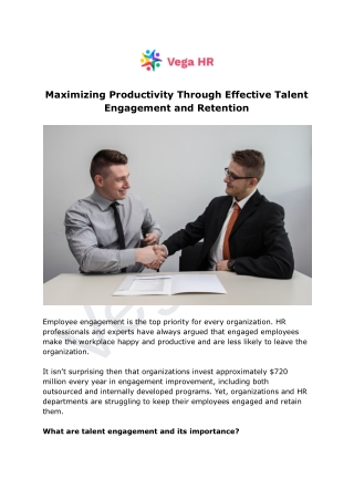 Maximizing Productivity Through Effective Talent Engagement and Retention