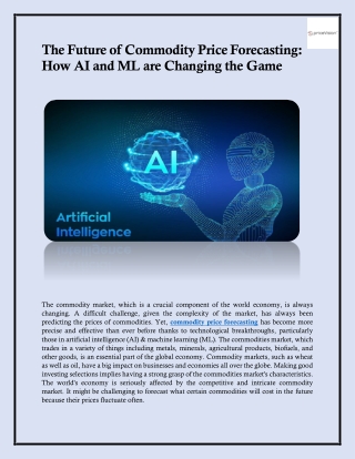 The Future of Commodity Price Forecasting: How AI and ML are Changing the Game
