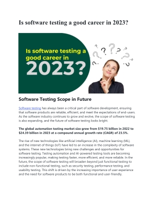 Is software testing a good career in 2023