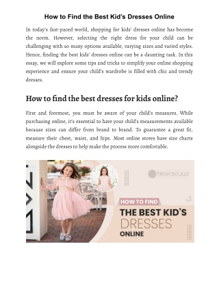 How to Find the Best Kid’s Dresses Online