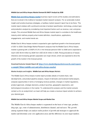 Middle East and Africa Herpes Market Demand & SWOT Analysis by 2028 (1)