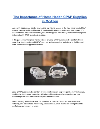 The Importance of Home Health CPAP Supplies in McAllen