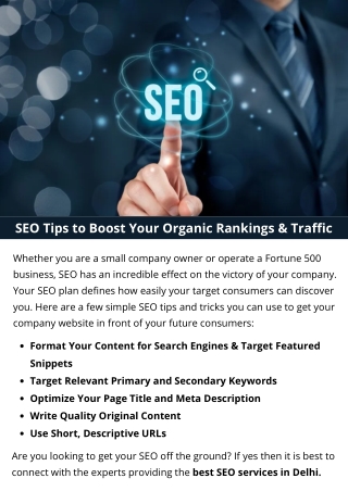 SEO Tips to Boost Your Organic Rankings & Traffic