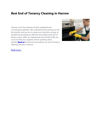 Best End of Tenancy Cleaning in Harrow