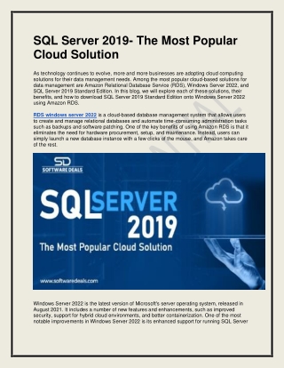 SQL Server 2019- The Most Popular Cloud Solution