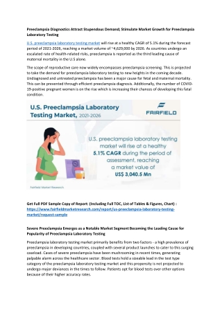 U.S Preeclampsia Laboratory Testing Market