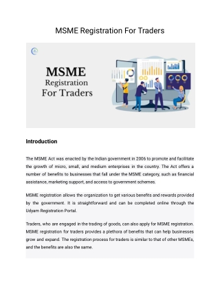 MSME Registration For Traders