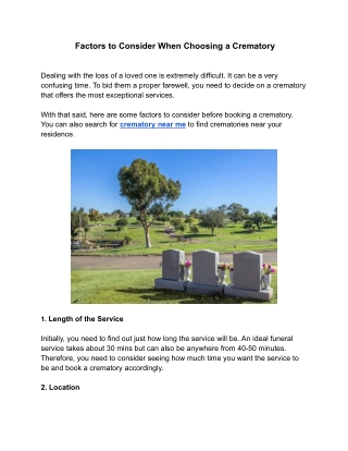 Factors to Consider When Choosing a Crematory