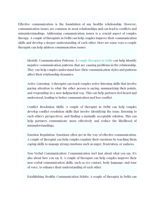 ADDRESSING COMMUNICATION ISSUES IN COUPLES THERAPY