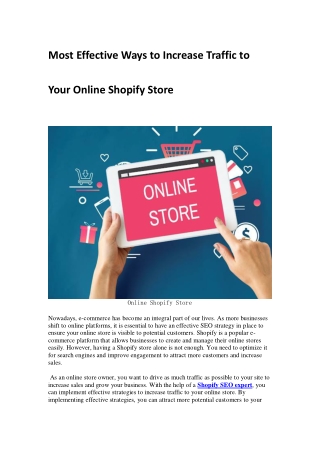 Most Effective Ways to Increase Traffic to Your Online Shopify Store